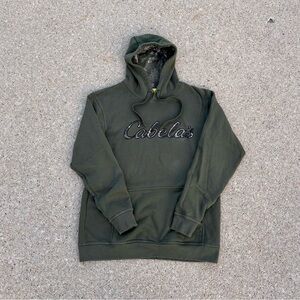 Cabela's Pullover Green Camo Sweatshirt Hoodie Men's Large Hunting